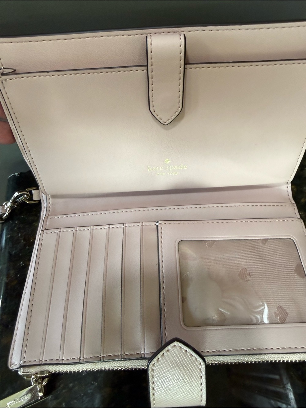 Kate Spade ♠️ Pink Star-Print Top Zip & Snap Closure Wristlet Wallet NWOT - Picture 5 of 7